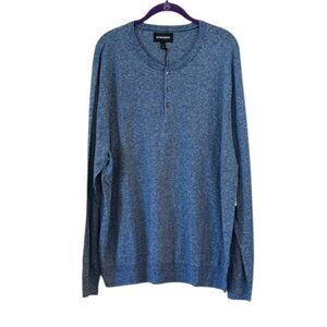 Bonobos Men's Blue Feeder Cotton Linen Henley Night Sky Slim Fit Size XXL NWT